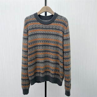 提花针织衫 新品 女宽松圆领套头兔毛毛衣打底上衣2558 2025冬季