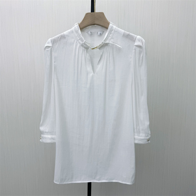 q熠●2026春季新品 泡泡袖衬衫女气质复古小众别致中袖上衣0009