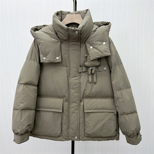 S●2025冬季新品 短款连帽羽绒服女白鸭绒面包服加厚保暖外套213