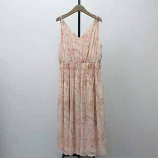 芭●2026夏季新品 法式吊带连衣裙女海边度假风无袖a字长裙7608