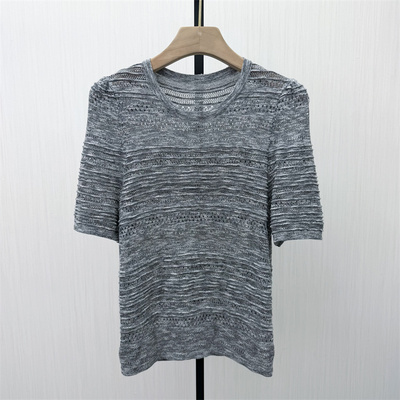 fei●2026春季新品 短袖针织衫女气质通勤显瘦简约打底衫上衣5206