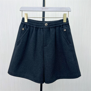 C●2025冬季新品 毛呢短裤女高腰显瘦休闲百搭外穿a字阔腿裤5093