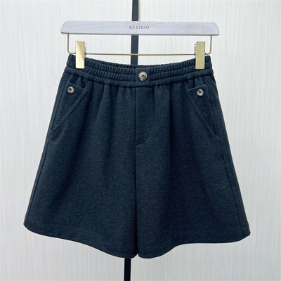 C●2025冬季新品 毛呢短裤女高腰显瘦休闲百搭外穿a字阔腿裤5093