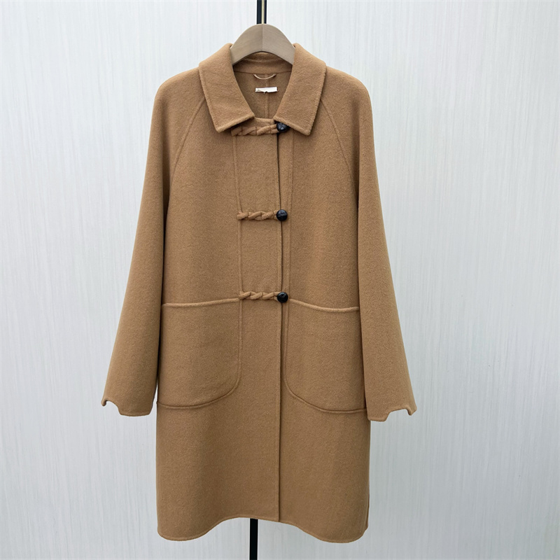 C●2025冬季新品 双面呢大衣女气质长款宽松绵羊毛呢子外套8182