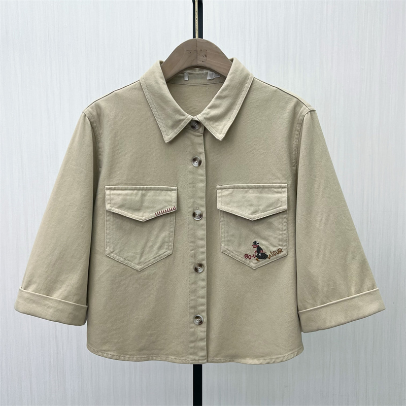 C●2025秋季新品 短袖牛仔衬衫女宽松休闲简约百搭显瘦上衣3115