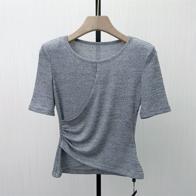 乂●2026春季新品 纯色打底衫女简约修身显瘦内搭短袖T恤上衣0511