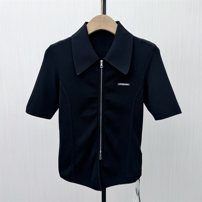 乂●2026春季新品 polo领短袖针织衫女气质简约休闲显瘦上衣0464