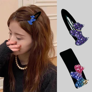 韩版镶钻卡通狗发夹边夹侧边2025新款高端刘海夹女无痕BB夹子发饰