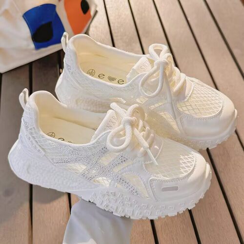 小白鞋女夏季网鞋女透气网面鞋子配裙子的鞋子小众百搭运动德训鞋