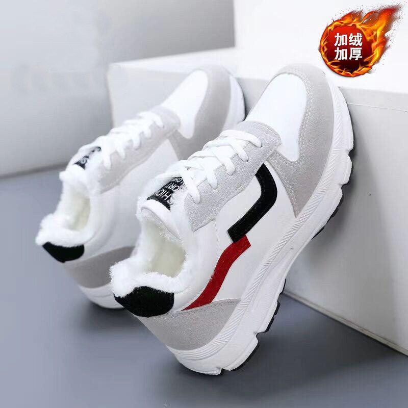 皮面运动鞋女冬季加绒棉鞋新款百搭休闲鞋平底防滑防水皮面跑步鞋,女鞋,棉鞋,淘宝优惠券,粉丝福利购,淘宝优惠卷