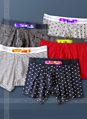 A家■原单 男士短裤 [多色图案] 中低腰开襟4角平角内裤 四角裤
