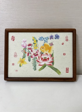 纯手绘国画百花顺装饰画客厅卧室挂画家居摆画A4尺寸