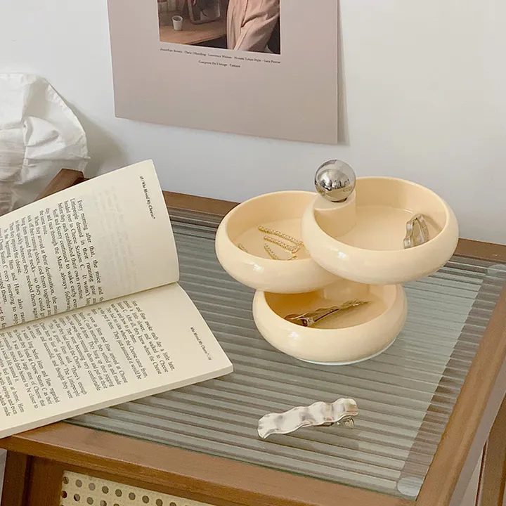 INS韩国多层旋转陶瓷首饰收纳盒