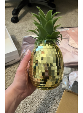 HEDU跨境Disco Pineapple镜面球菠萝摆件仿真水果夏威夷桌面装饰