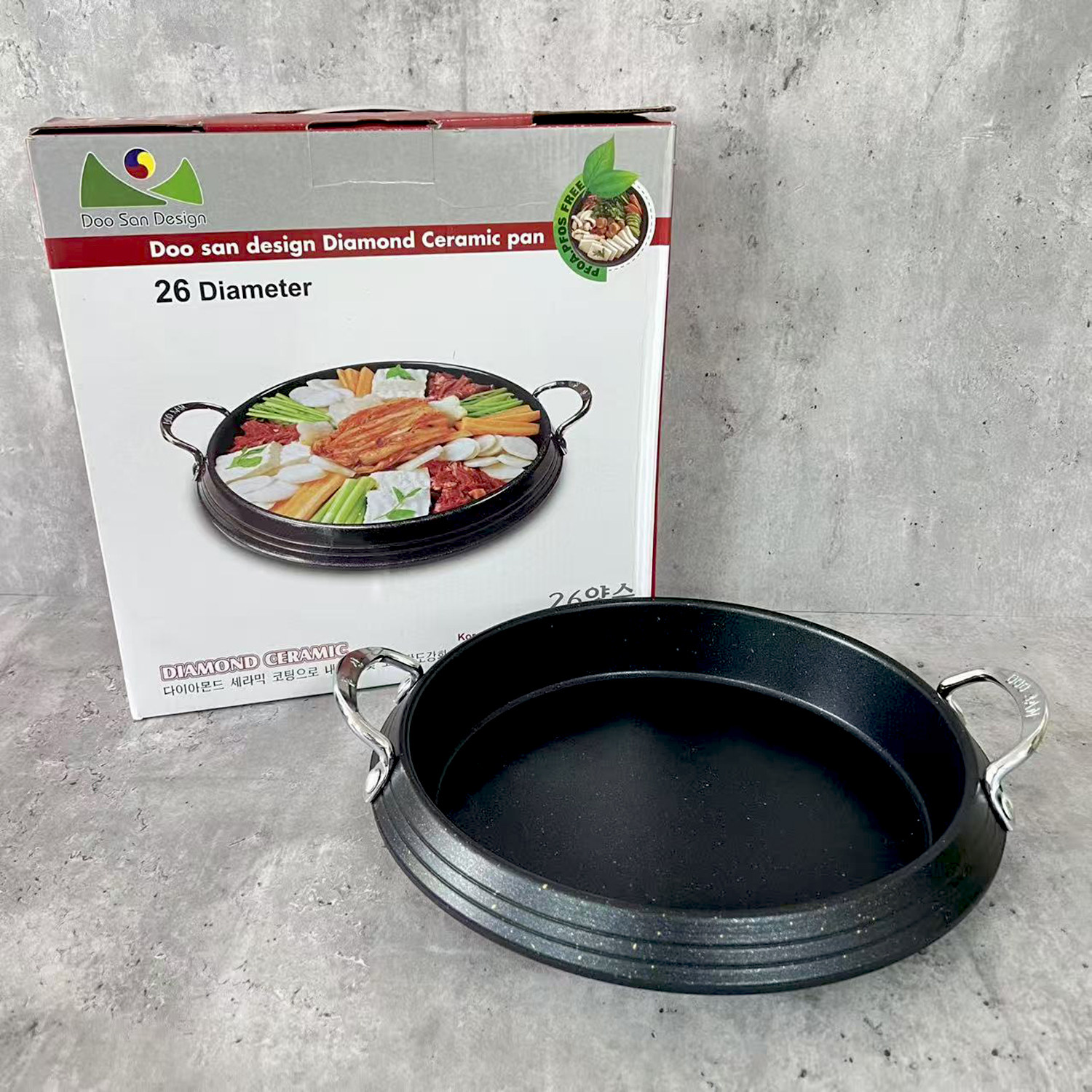 DOOSAN火锅烤盘年糕锅汤锅煎锅圆烧烤盘电磁炉燃气灶通用浅煎锅