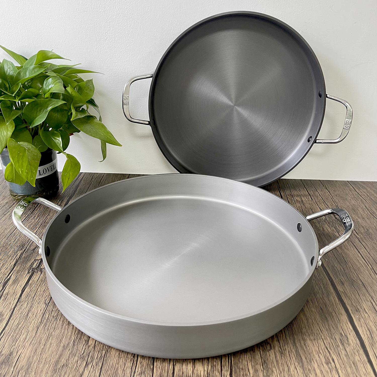 韩式硬质铝炒鸡排锅韩国春川铁板鸡铝锅电磁炉平底锅炒鸡排煎锅30