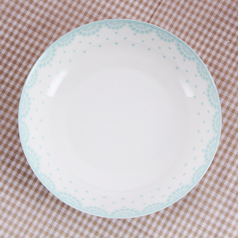 ky韩式小清新骨瓷圆形菜盘炒菜盘子家用陶瓷盘子7.5寸