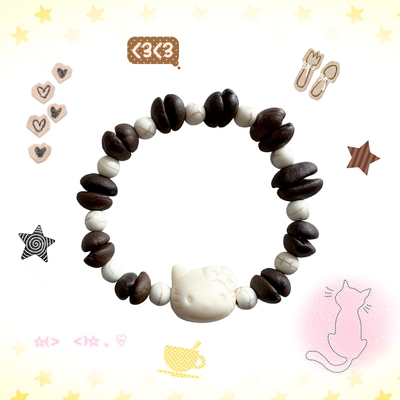 猫困了 原创设计纯手工 Hellokitty猫咖啡豆手串手链
