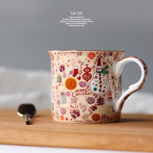出口北欧插画圣诞精美童话马克杯