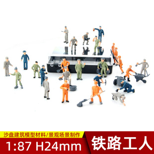 沙盘模型制作景观彩色小人 铁路工人 铁轨维修小人