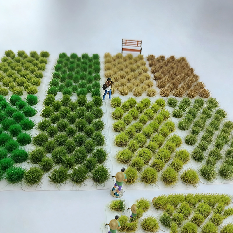 8mm39株圆形草簇仿真草丛建筑模型场景军事沙盘微缩情景DIY