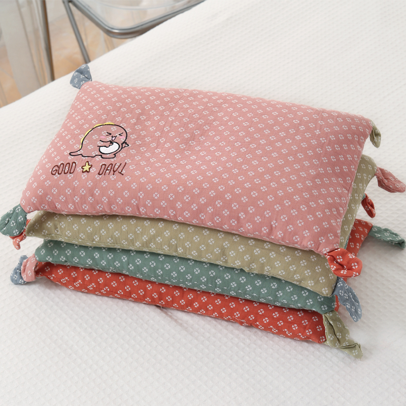 纯棉纱布荞麦壳枕头荞麦皮枕芯儿童小号硬枕甜荞壳带枕套透气吸汗