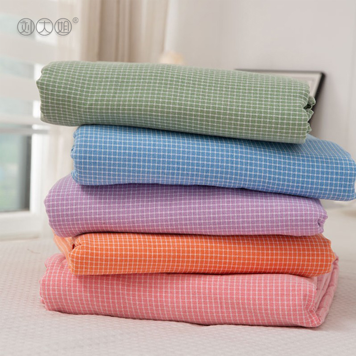 加厚纯棉老粗布床单100全棉被单透气三件套格子条纹学生四季套件