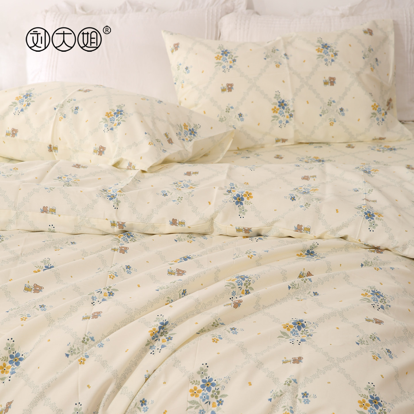 ins美式田园小碎花少女心床单全棉文艺四件套1.5m1.8床笠宿舍被套