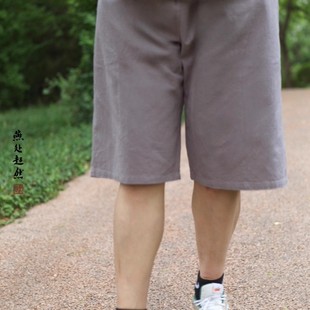 休闲中裤 麻料大裤 衩男士 宽松外穿五分亚麻裤 男款 高端棉麻短裤 夏季