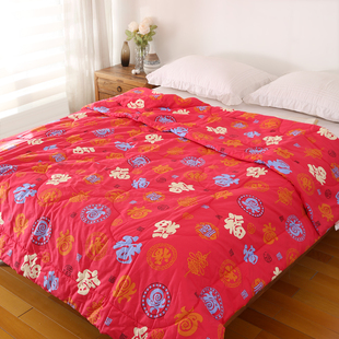 纯棉百福被中式大红色喜被结婚被新疆棉花被春秋冬四季被福字印花