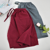 棉麻裤 夏短裤 松紧腰口袋亚麻百搭薄款 清仓捡漏 休闲外穿五分裤 子
