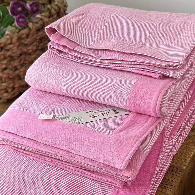 纯棉老粗布凉席三件套家用床单