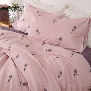 【四件套】全棉100%纯棉AB版印花四件套四季亲肤款学生单双人被套
