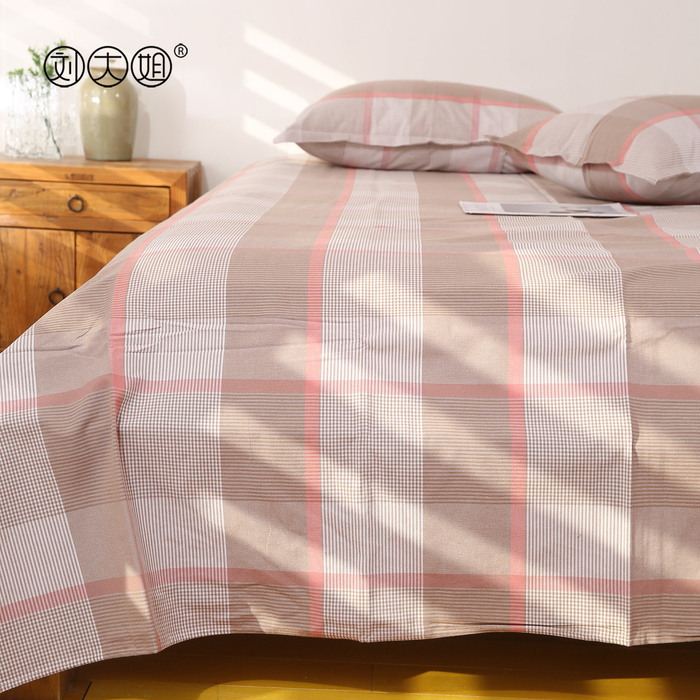 纯棉老粗布加厚床单三件套不皱