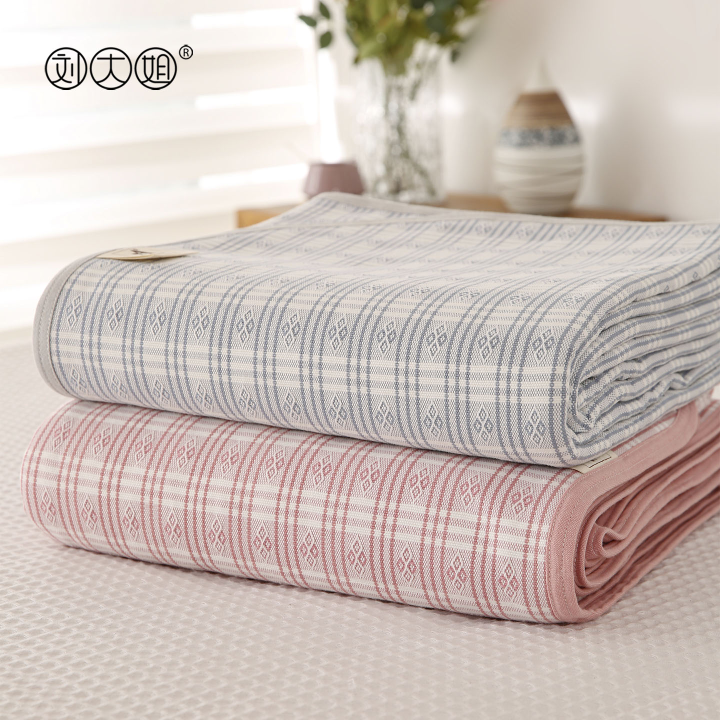 A类纯棉老粗布提花凉席三件套