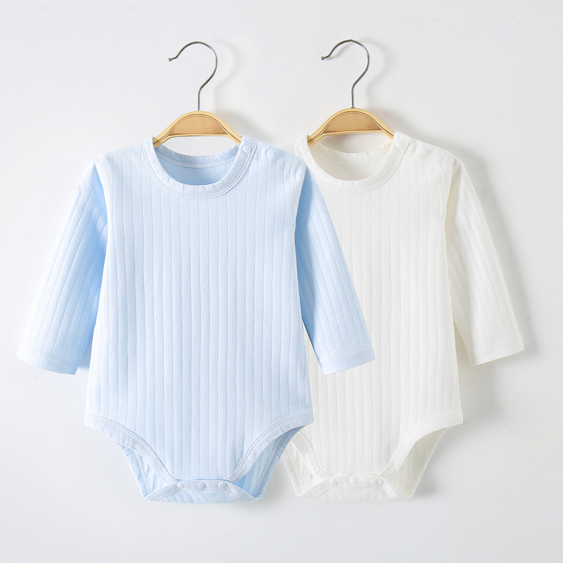 春秋装纯棉包屁衣婴儿白色无骨