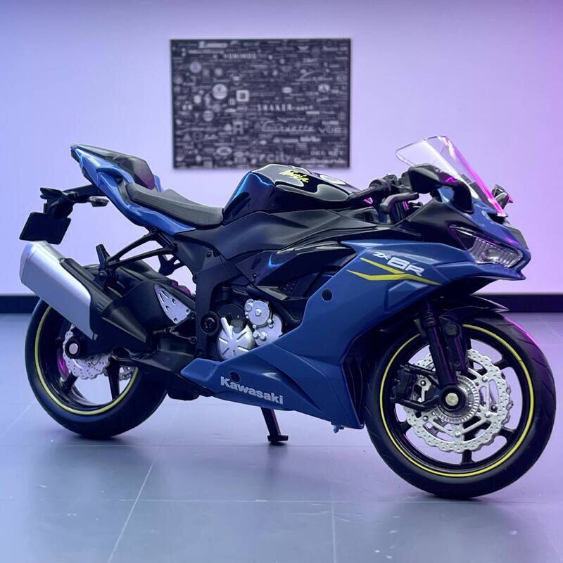 马珂垯合金车模1比12川崎NIJIAZX6R摩托车无声光机车玩具模型摆件