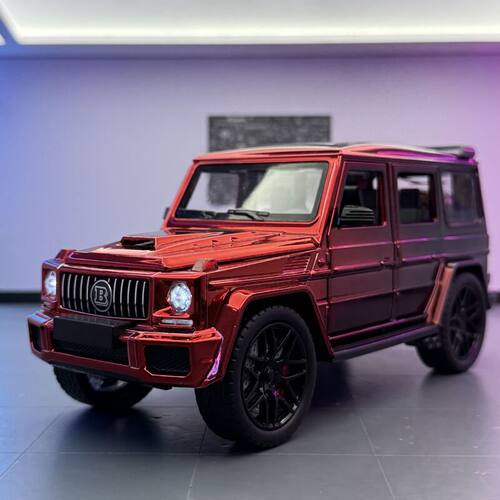 车致车模1:24巴博斯电镀版合金越野车模型摆件声光回力玩具车