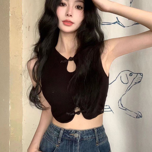 新中式旗袍改良背心女外穿夏季带胸垫吊带修身露脐装内搭打底上衣