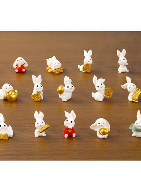 喜庆兔子树脂摆件苔藓微景观装扮