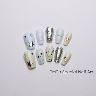 显白美甲成品网红爆款 指甲贴片日落 高级纯手工穿戴甲短款 2026新款