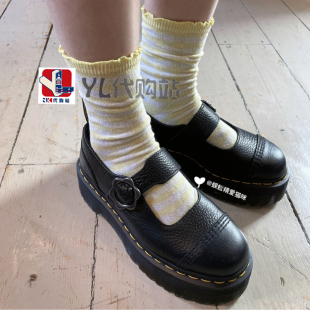 折扣美国直邮Dr Martens Addina Flower马丁厚底花扣软皮玛丽珍鞋