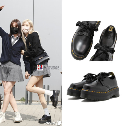 rose同款 美国直邮代购Dr Martens Holly洛丽塔马丁2孔厚底低帮鞋