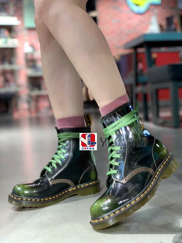 折扣！限量联名正品代购Dr Martens Clash马丁靴1460擦绿色8孔鞋