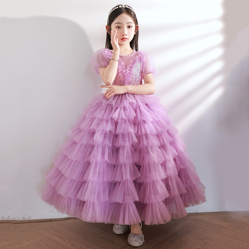 梦幻紫时尚高端公主裙女童礼服