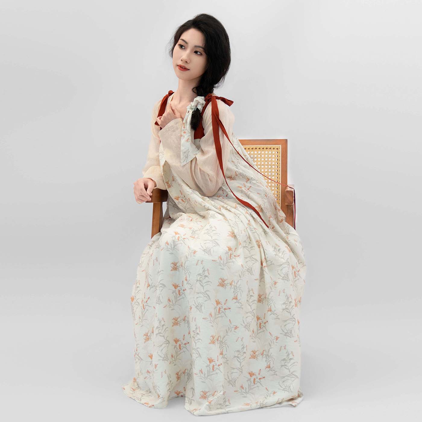 司花令原创汉服国风印花连衣裙