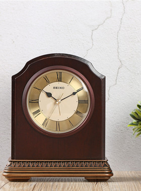 SEIKO日本精工闹钟石英座钟床头欧式高档实木北欧创意静音QXE018