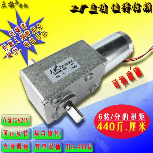GW600 12V 24V 分单双轴马达大扭矩涡轮蜗杆减速电机 直流马达 - 封面