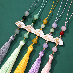 扇坠穗子书签吊穗挂件diy手工发簪挂饰材料饰品百搭 10cm白扇流苏