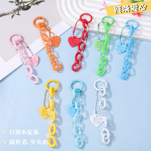 亚克力链条爱心牌钥匙扣糖果色